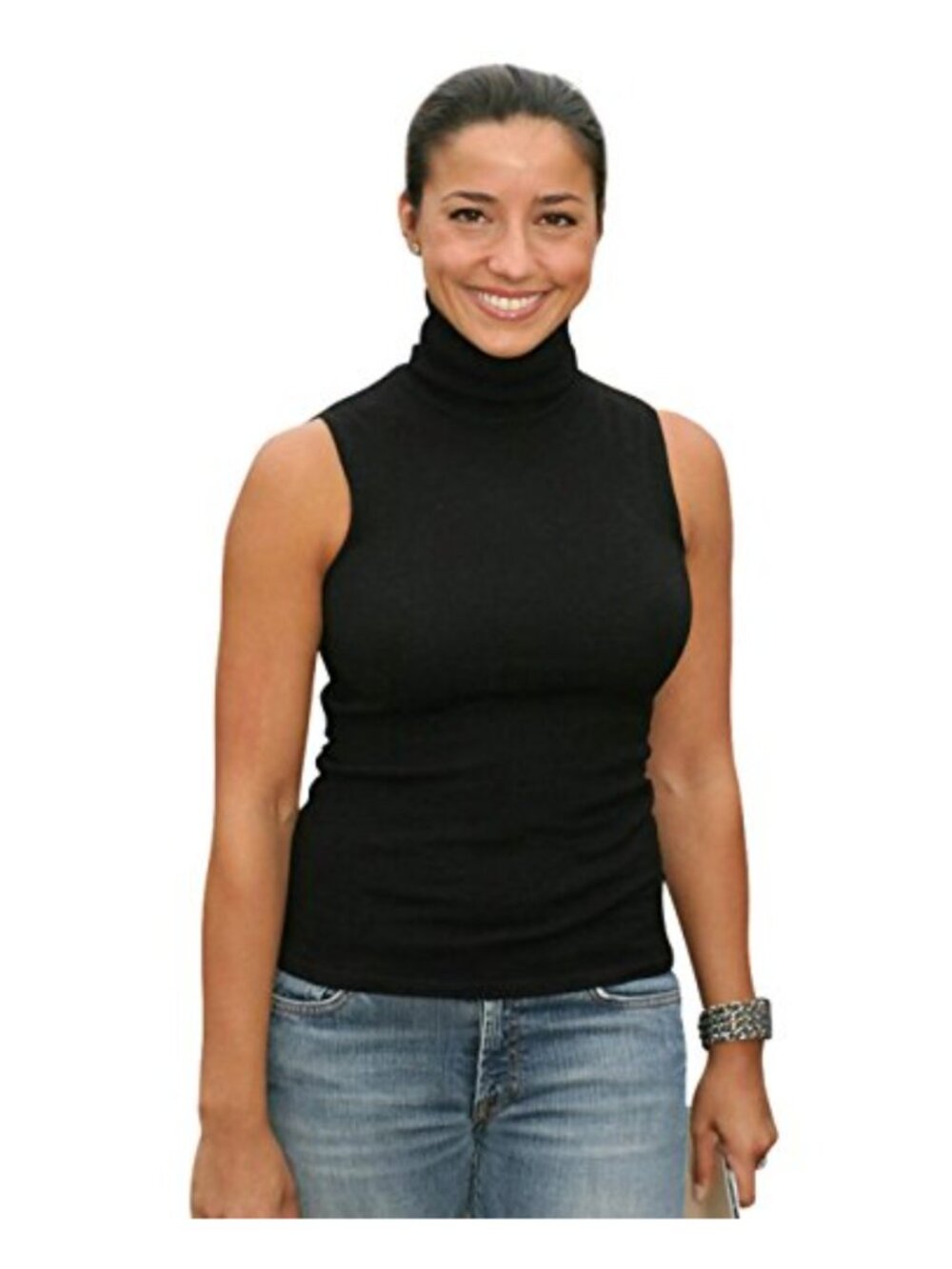 Soft Cotton Mock Turtleneck Sleeveless Tank Top Stretch Baselayer